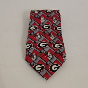 NCAA Georgia Bulldogs Red and Black Patterned Tie - OS